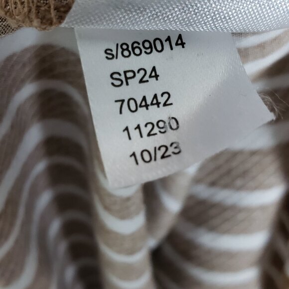 Ann Taylor Popover Top Blouse Striped Latte Brown White Rayon V-neck size XL - Picture 6 of 11